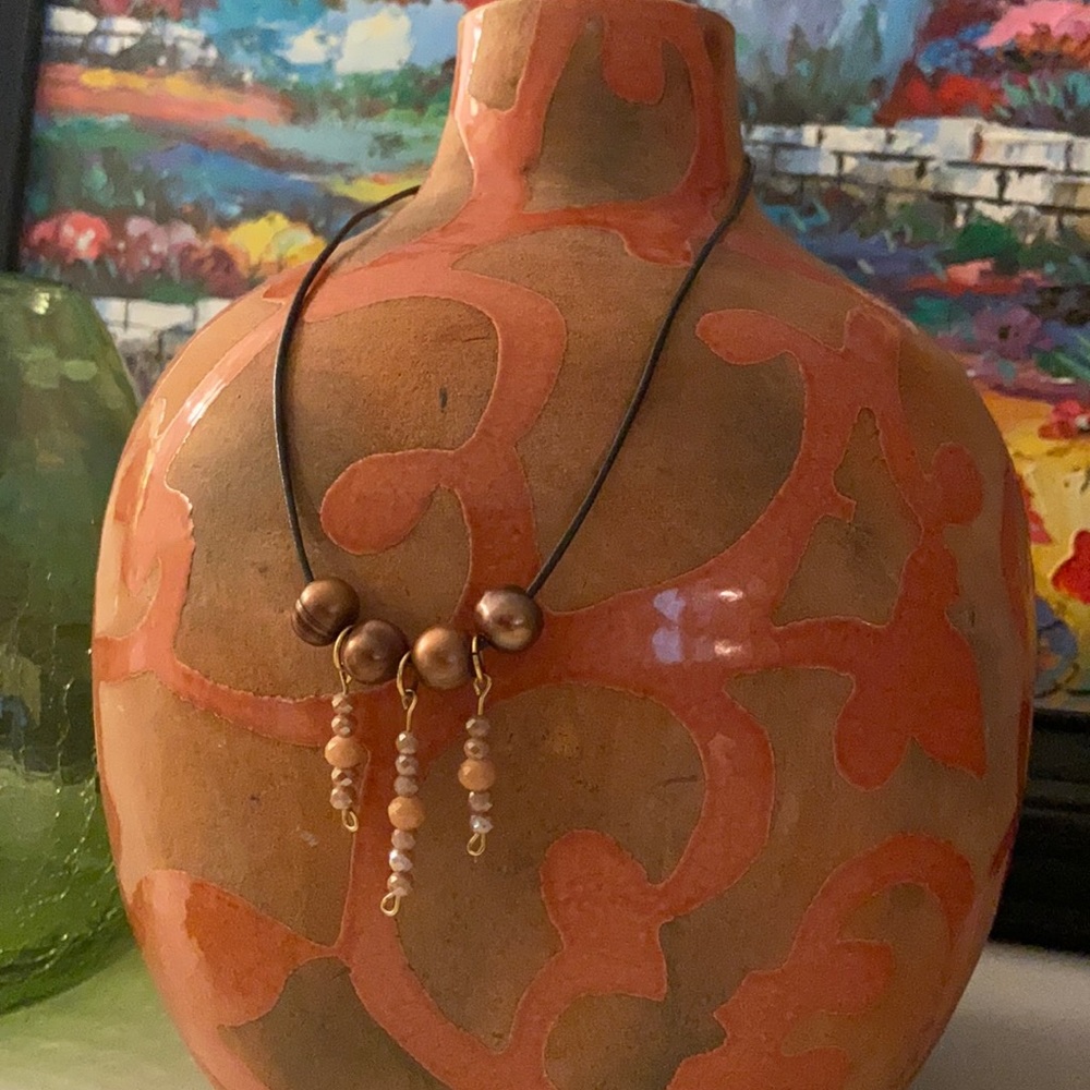 Leather and Pearl Necklace
